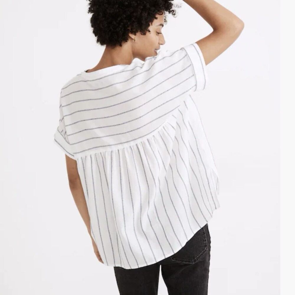 Madewell Oversized Tunic Top XXS Striped Popover Beachy Preppy Coastal Cotton - Picture 3 of 9